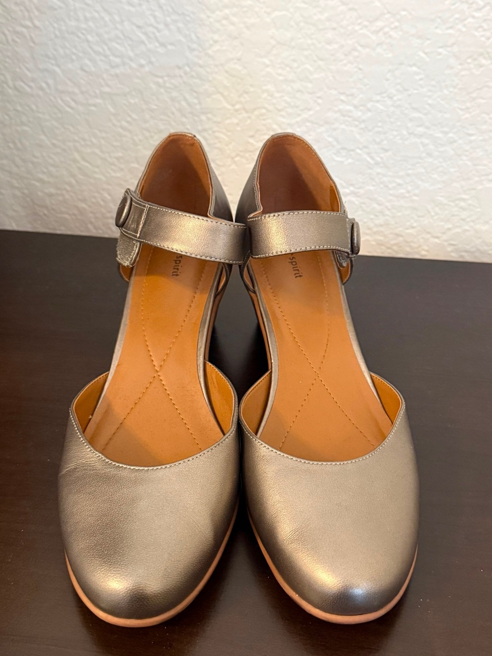 Easy Spirit Metallic Pewter Mary Jane Comfort Pumps Block Heel Women's 11M